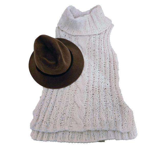 BB Dakota Tenbrook Cable Knit White Sleeveless Cowl Sweater M - Picture 7 of 12